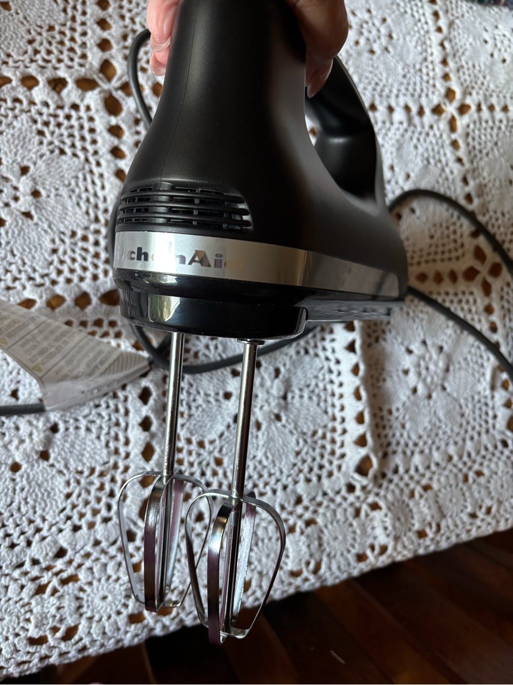KitchenAid Matte Black Hand Mixer with Stainless Accents